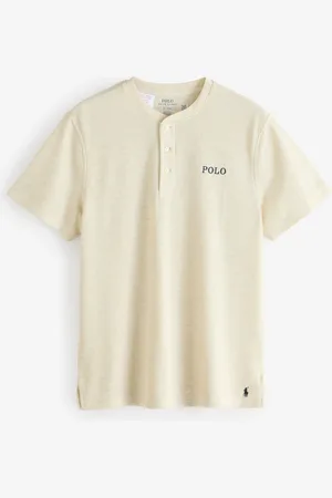 Ralph Lauren Waffle Henley Button Collar T-ShirtX-Large