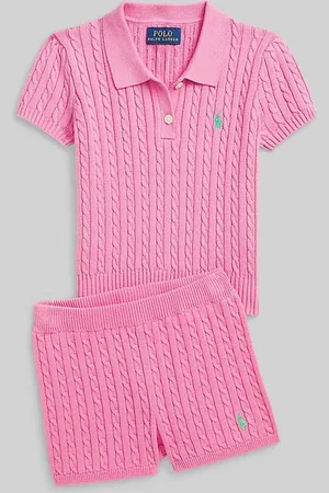Ralph Lauren Girls Pink Cable Knit 100% Cotton Shorts110116 cm