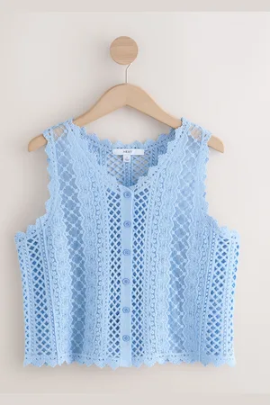 Next Stitch Lace Mesh Button Up Tank WaistcoatSmall Regular