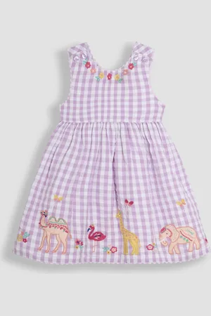 JoJo Maman Bébé Appliqué Seersucker Cross-Back Dress116122 cm