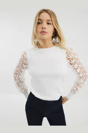 River Island Hybrid Lace Sleeve Jumper34