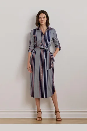 Ralph Lauren Blue Y/D 70S Broadcloth 100% Cotton Dress36