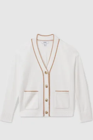 Reiss Juni Wool-Blend Stripe-Detail Cardigan With Cashmere128134 cm