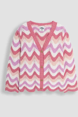 JoJo Maman Bébé Chevron Crochet 100% Cotton Cardigan7480 cm