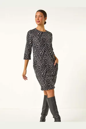 Roman Animal Print Pocket Shift Stretch Dress48