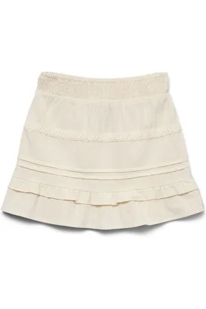 VERO MODA 100% Organic Cotton Elasticated Waist Woven Cream Mini Skirt116122 cm
