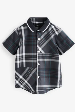 Next 100% Cotton Short Sleeves Check Splice Shirt (3mths-7yrs)9
