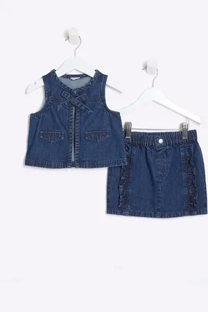 River Island Girls Denim 100% Cotton Gilet Skirt Set98104 cm