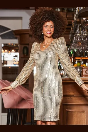 Sosandar Sequin Balloon Sleeve Pencil Dress44