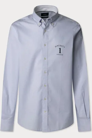 Hackett Heritage Fine Stripe Oxford With Printed Logo ShirtX-Large