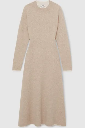 Reiss Mila Knitted Mélange Midi Dress With CashmereM