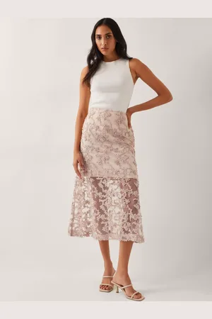 Monsoon Alanna Sheer Appliqué Midi Skirt44
