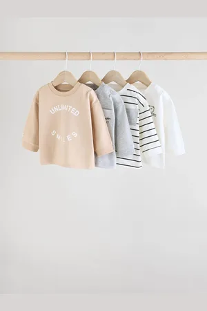 Next Baby Long Sleeve 100% Cotton T-Shirts 4 PackDo 3 miesięcy (62 cm)