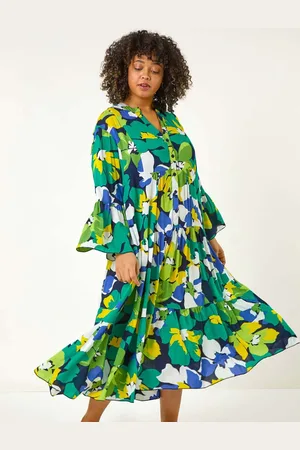 Roman Curve Floral Print Tiered Dress44