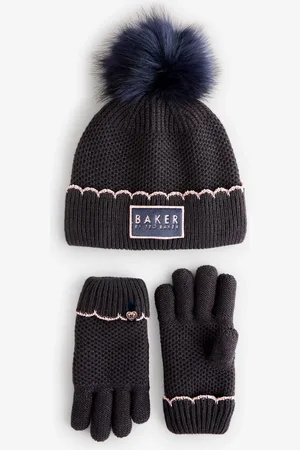 Ted Baker Granatowy dziewczęcy komplet : czapka z pomponem i rękawiczki11