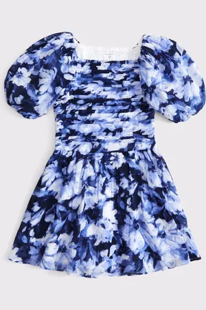Abercrombie & Fitch Floral Square Neck Puff Sleeve Dress122128 cm