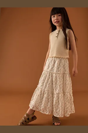 Next Pointelle Vest and Floral Print Lace Midi Skirt Set (3-16yrs)128134 cm