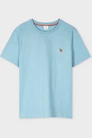 Paul Smith Blue Zebra Print 100% Organic Cotton Logo Crew Neck T-ShirtM