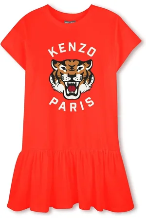 Kenzo Red Short Sleeve Tiger Logo Dress10 lat (140 cm)