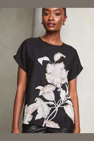 Lipsy London Sequin Floral Printed T-Shirt44