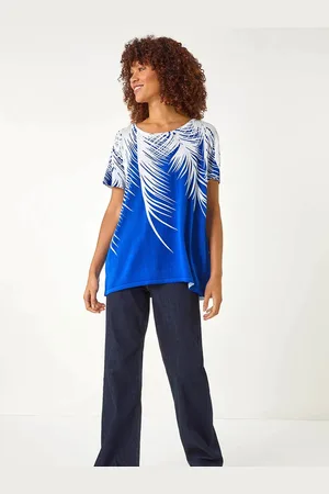 Roman Palm Leaf Print Crew Neck T-Shirt46
