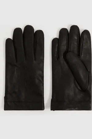 Reiss Monty Wool and Cashmere Lined Leather GlovesM