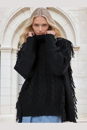 Religion Oversized Jamie Roll Neck Jumper With Cables and Tassles42