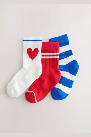 Next Cotton Rich Heart and Stripe Ankle Socks 3 PackUK 9-12 Jnr