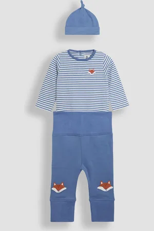 JoJo Maman Bébé Cotton 3-Piece Body 100% Cotton Trousers and Hat Set5662 cm