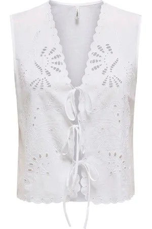 ONLY Tie Front Broiderie WaistcoatEU 44 (UK 16)