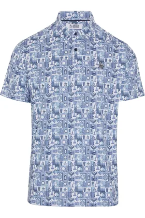 Original Penguin Niebieska koszulka polo Novelty z nadrukiemXXL