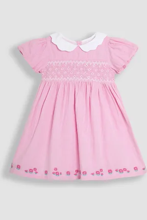 JoJo Maman Bébé Bud Floral Print Embroidered Smocked Party Dress116122 cm