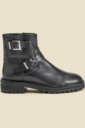 Sosandar Leather Buckle Detail Biker BootsEU 39 (UK 6)