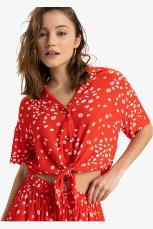 Roxy Ditsy Floral Print Salty Sweet Short Sleeve Crop ShirtM