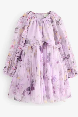 Ted Baker Purple Long Sleeve Mesh Floral Dress7 lat (122 cm)