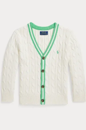 Ralph Lauren Boys Cable Knit Stripe Detail Cricket Cardigan7 lat
