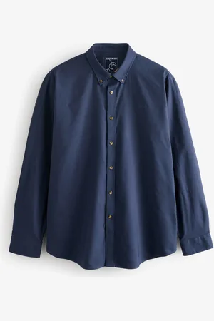 Raging Bull Blue Classic Long Sleeve Oxford 100% Cotton Shirts 2 PackL