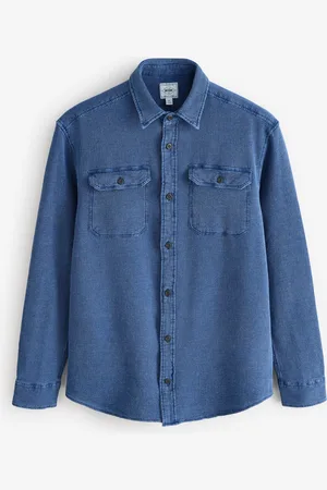 Next 100% Cotton Textured Denim Twin Pocket ShirtXL