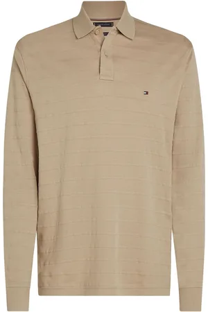 Tommy Hilfiger Regular Fit Jacquard Stripe Long Sleeve 100% Cotton Polo ShirtXL