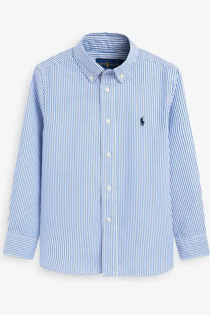 Ralph Lauren Boys Striped Poplin 100% Cotton Logo White Shirt3 lat (98 cm)