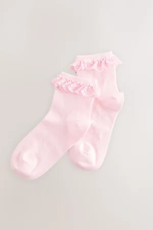Next Cotton Rich Ruffle Ankle Socks 2 PackUK 6