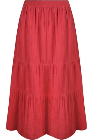 Weird Fish Lathika Doublecloth Midi Tiered 100% Organic Cotton Skirt42