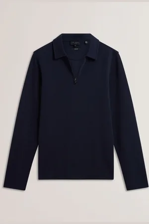 Ted Baker Kalend Long Sleeve Zip Herringbone Polo ShirtS