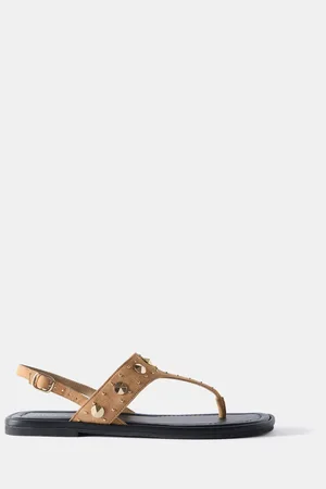 mint&berry Tan Studded Sling Back Flat Sandalseu42