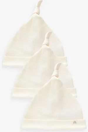 Next 100% Cotton Tie Top Baby Hats 3 Pack (0-12mths)Do 3 miesięcy (50