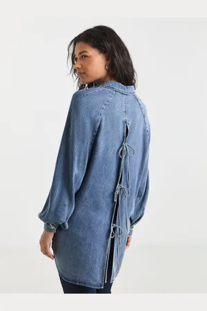 Simply Be Light Wash Open Back Denim Shirt54
