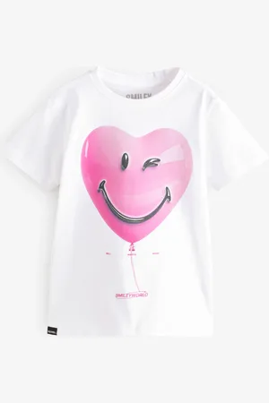 Smiley Girls Graphic Relaxed 100% Cotton T-Shirt134140 cm