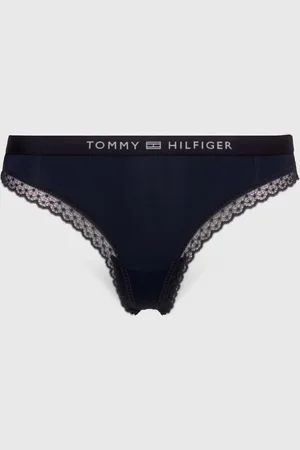 Tommy Hilfiger Koronkowe stringi z logo w pasującym kolorze S