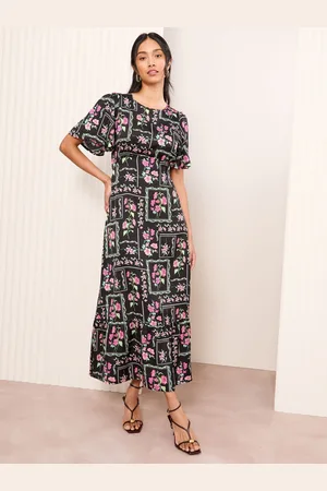 Friends Like These Satin Angel Sleeve Empire Midi Dress50