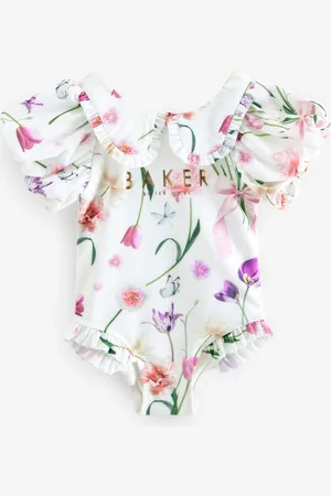 Ted Baker Floral Frill Collar White Swimsuit8692 cm
